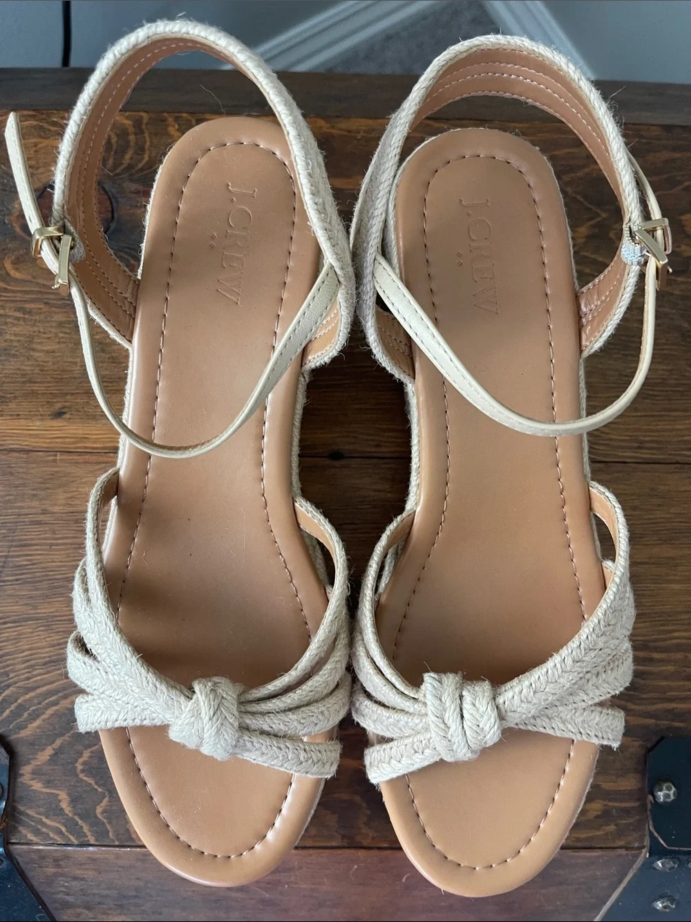 J. Crew Factory Cream Knotted Espadrille Wedges